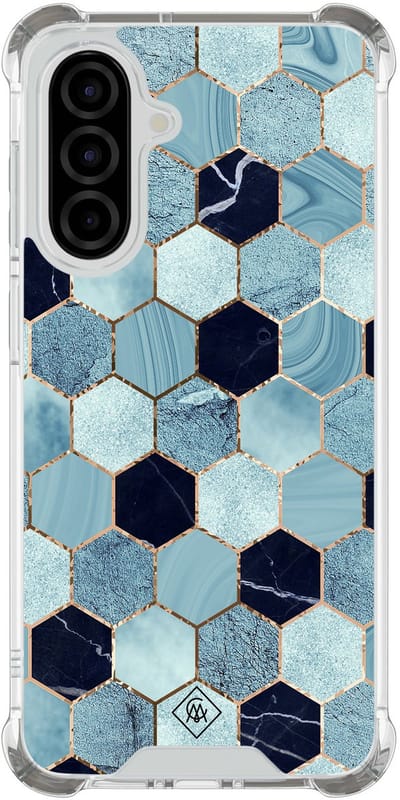Casimoda® hoesje - Geschikt voor Samsung Galaxy A56 - Blue Cubes - Shockproof case - Extra sterk - TPU/polycarbonaat - Blauw, Transparant