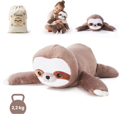 Fivora® Verzwaringsknuffel Luiaard - 2,2KG/50CM - Verzwaarde Knuffel voor Kinderen en Volwassenen - Rustgevende Zware Knuffel - Weighted stuffed animal - Verlichting van Stress en Angst - ADHD - Autisme