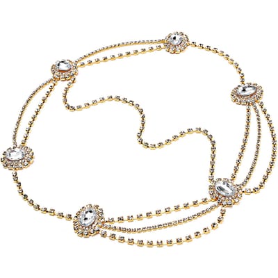 Mode Vrouwen Hoofdketting Vintage Hoofdsieraad Hoofdband Bruiloft Meisje HaaraccessoiresGoud beige