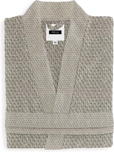 iSleep Badjas Grant - 100% Katoen - Unisex - Maat S - Taupe