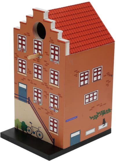 Pro Garden Vogelhuisje - grachtenpand design - hout - bruin - 15 x 12 x 23 cm- nestkastje