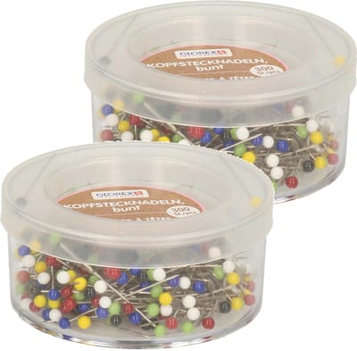 Glorex Spelden met parel kop/kopspelden/naaispelden - 3 cm - gekleurd - 600x stuks - hobby spelden