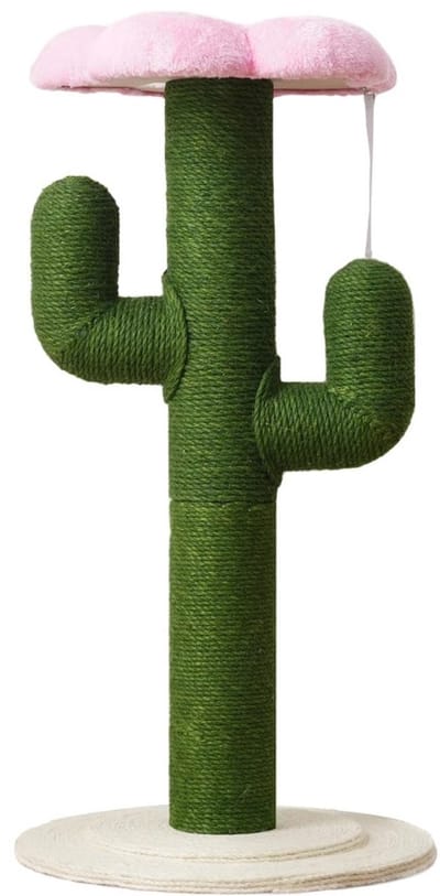 Emvae Krabpaal - Krabpaal voor katten - Cactus Krabpaal - 90 cm - Met Krabzuilen & Ligplatforms - Anti-Kantelsysteem - 46x46x90 cm