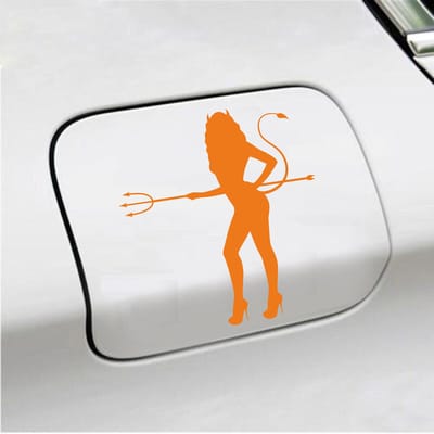 Bumpersticker - Vrouw Duivel - 14 X 13 - Oranje