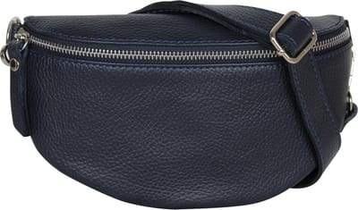 AmbraModa GLX10 - Dames heren unisex kleine heuptas buiktas crossbodytas, ideaal voor vakantie, reizen, uitgaan gemaakt van echt leer. Donkerblauw