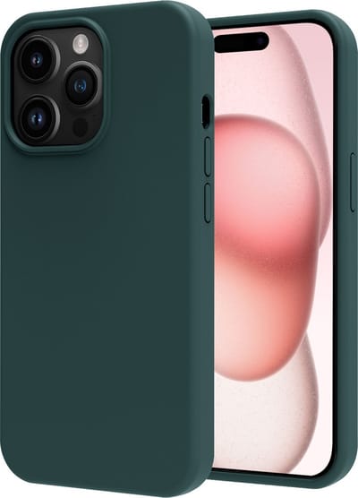 Hoesje - Geschikt voor Apple iPhone 15 Pro - Sterk & Shockproof - Hoes Cover - Siliconen Case - Donkergroen