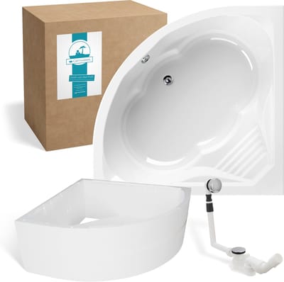 Calmwaters Curved Wellness - Badkuip - 150 x 150 cm - Set badkuipdragers