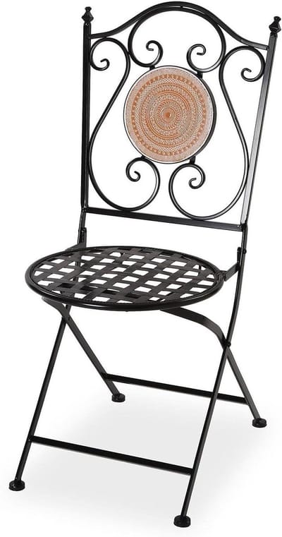 Tuinstoel Metaal - Mozaïek Stoel - Buiten Zitten - Uniek Mozaïek Design - 50 x 92 cm - Oranje