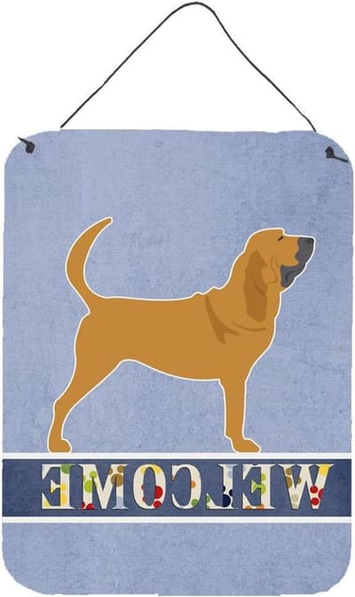Bloedhond Welkom Bord - Huisdecoratie Plaat - Voordeur Versieren - Roest en Vervaagbestendig - 12x16 inch - Veelkleurig