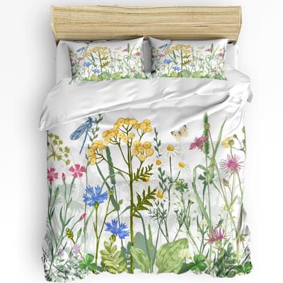 Libel Bloem Blad Insect Vlinder Dekbedovertrek Bed Beddengoed Set Huis Quilt Overtrek Kussenslopen Slaapkamer Beddengoed Set Zonder Laken EU single(135x200cm)