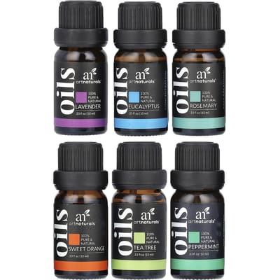 Artnaturals, Lot de 6 huiles essentielles populaires, Lot de 6, 10 ml (0,33 once liquide) chaque.