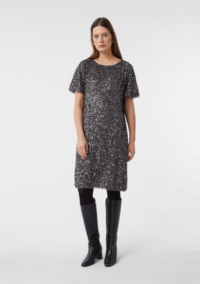 Korte Glinsterende Mousseline Jurk Dames COMMA