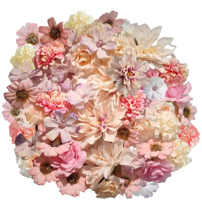 Dailygoods - HhBdy 40 stuks roze kunstbloemen om te knutselen, 4-8 cm mini decoratieve plastic bloemen voor taartdecoratie