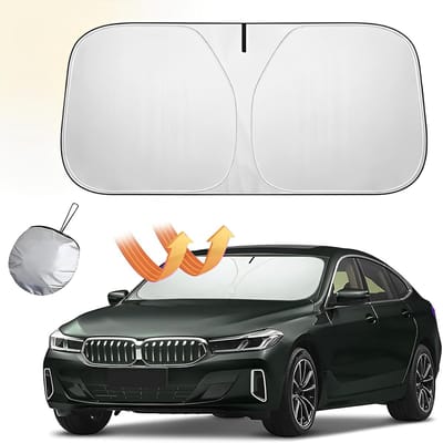 Famanu – Zonwering auto voorruit - binnen 145 x 80 cm - opvouwbaar - geschikt voor de meeste voertuigen en SUV's - UV-bescherming - duurzaam materiaal - eenvoudig te installeren