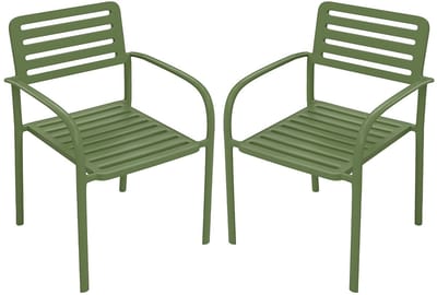 Vente-unique Set van 2 stapelbare metalen tuinstoelen - Groen - NILY van MYLIA