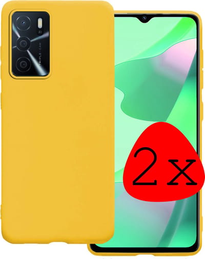 Hoesje 2 Stuks - Geschikt voor OPPO A16s - Sterk & Shockproof - Case Siliconen - Back Cover - Telefoon Hoes - Geel