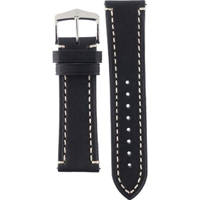 Hirsch Horlogeband -  Liberty Artisan Zwart - Leer - 24mm
