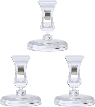 Rotatable Basis Clip voor Prijsetiketten - 3 Stuks Transparante Plastic Kaart Houder voor Tafels, Mappen en Schappen