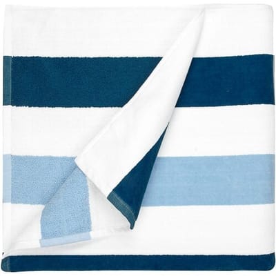 The One Towelling Strandlaken Gestreept - 90 x 190 cm - Badlaken - Handdoek - 100% zacht katoen - Marineblauw/Lichtblauw