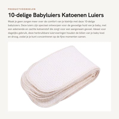 Dailygoods- Stoffen Luiers 10-delig - Katoen - Ademend - Zacht - Herbruikbaar - Goede Wateropname