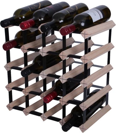Vinata Savena wijnrek - blank - 20 flessen - wijnrekken - flessenrek - wijnrek hout metaal - wijnrek staand - wijn rek - wijnrek stapelbaar - wijnfleshouder - flessen rek