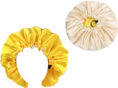 Slaapmut - Satijnen Slaapmuts - Nacht muts - Slaap cap - Haar bonnet van Satijn - Geel - LOUZIR