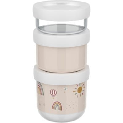 Mepal Mio Snackbox stack 3-delig - 550 ml - Stapel zo veel als je nodig hebt - Magnetron- en vaatwasmachinebestendig - Sunshine & Rainbow