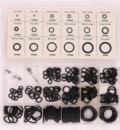 O-ringen set doos - Rubberen ringetjes - Afsluitringen - Intrilrubber - Metrisch - Assortiment - Sanitair rubber - Plumbing ring box