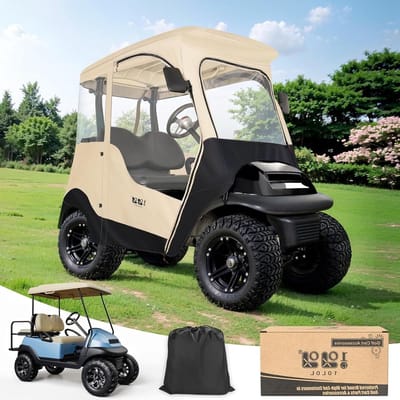 Golfkar Afdekking - Golfkar Cover - Bescherming Tegen Weer - Met Spiegelopeningen - 59 Inch Lengte - Beige