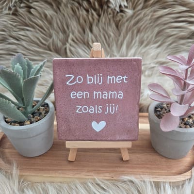 Robuust wenstegeltje – Zo Blij met een Mama zoals Jij – 10x10 cm – Lief Cadeau voor Moederdag, Mama's Verjaardag of Zomaar voor Mama – Wanddecoratie – Trendy nu