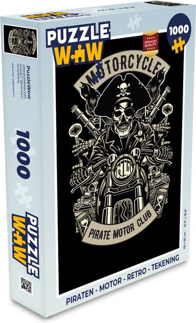 Puzzel Piraten - Motor - Retro - Tekening - Legpuzzel - Puzzel 1000 stukjes volwassenen