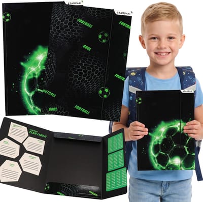 Voetbal Schoolmap met elastiek A4 voor jongens, voor documenten, tekeningen, leermateriaal