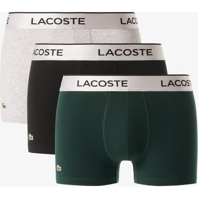 Lacoste Heren Boxershorts Trunks 3-Pack Donkergroen/Zwart/Grijs - Maat S