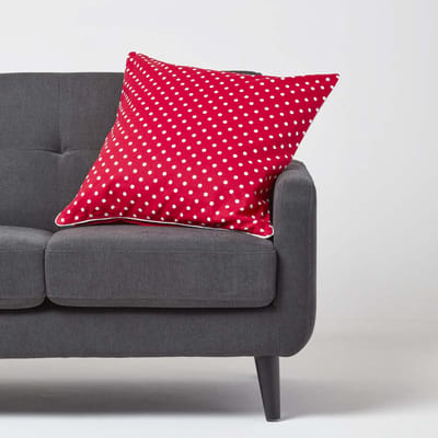 Homescapes kussenhoes in rood met stippen, 100% katoen, 60 x 60 cm