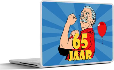 Laptop sticker - 14 inch - Man - 65 Jaar - Ballon - 32x5x23x5cm - Laptopstickers - Laptop skin - Cover