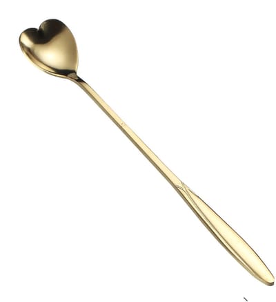 Dailygoods- Dessertlepel Gouden Roestvrij Staal - Koffielepel - Lange Steel - Suikerlepel - Theelepel - Bloemvormige Lepelkop