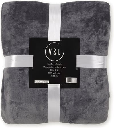 Fleece deken Licht Grijs - fleece plaid - 150 x 200 - super zacht - 280 gsm