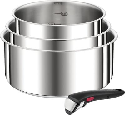 Tefal Ingenio Preference - Pannenset - 3-delig - Inductie - Stapelbaar - Afneembare Handgreep - Ruimtebesparend
