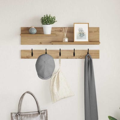 vidaXL - Wandgemonteerde - kapstok - Muurmontage - Artisan - Eiken - Bewerkt - hout