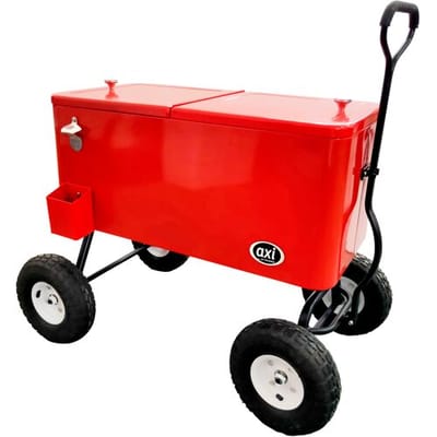 AXI Bolderwagen Cooler in Rood - Bolderkar - Koeler met wielen - 76L inhoud - Koelbox met aftapkraan
