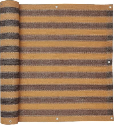 Privacy scherm Balkon en Tuin - Strepen Khaki Bruin - 90x485 cm - Windscherm Montageklaar