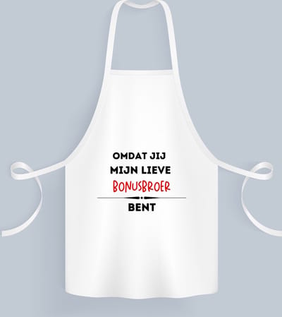 Akyol - omdat jij mijn lieve bonusbroer bent Keukenschort - Broer - de liefste bonusbroer - verjaardag - cadeautje voor broer - kado - geschenk - 82 bij 71 cm