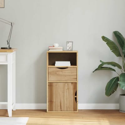 vidaXL - Bijzetkast - met - lade - ODDA - 40x24x79 - cm - massief - grenenhout