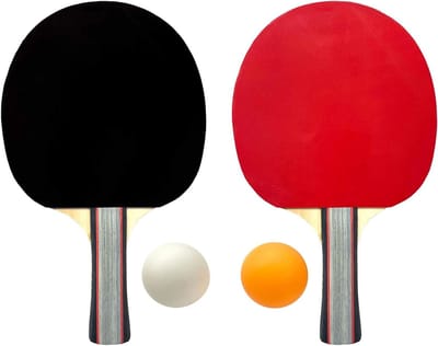 Tafeltennisset 5-delig - Pingpong set - Sportief spel - Inclusief draagtas - 2 batjes 2 ballen - Rood zwart