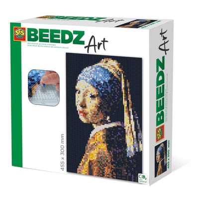 SES Creative - Beedz Art - Meisje met de Parel van Vermeer - 7000 Strijkkralen met Grondplaten en Strijkvellen - Vanaf 12 Jaar