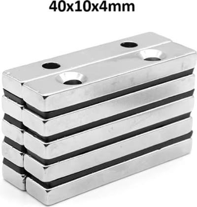 TLVX 5 stuks Ultra Sterke Magneten Vierkant 40x10x5mm met Schroefgat / Zinaps / Neodymium Magneet / Krachtige Gaten Magneten / Magneet deur / Kastdeuren / Magnetische Sluitingsdeur / Lade Sluiting / Deursluiting / Vastzetten met schroef