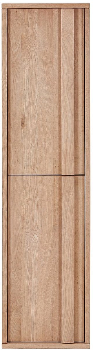 Vente-unique Zwevend badkamermeubel van massief eikenhout - Licht naturel - H140 cm - SARLO