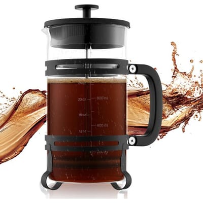 VEVOR French Press Koffiezetapparaat, 1 Liter Koffiepers van Borosilicaatglas, Theezetapparaat met Roestvrijstalen Filter, Koffiezetapparaat voor Kamperen, Reizen, Keuken, Restaurant, Koffiezetapparaat Zwart