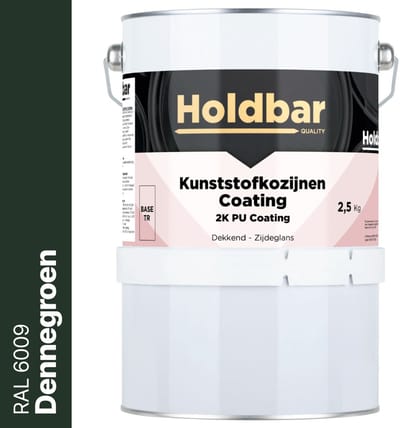 Holdbar Kunststofkozijnen Coating Dennegroen (RAL 6009) 2,5 Kg - Kunststof Kozijnen Schilderen - Hecht direct op kunststof - 100% UV-bestendig - kunststof kozijnen verven