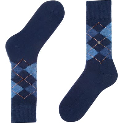 Burlington Preston gedessineerd materiaal sokken heren blauw - maat 46-50